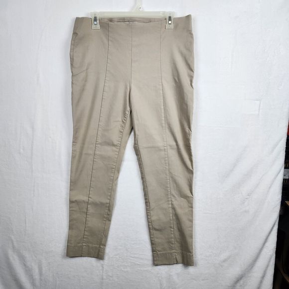 Chicos So Slimming Brigitte Ankle Pants Size 2 US 12 L Beige Pull On Flat Front - Picture 1 of 13